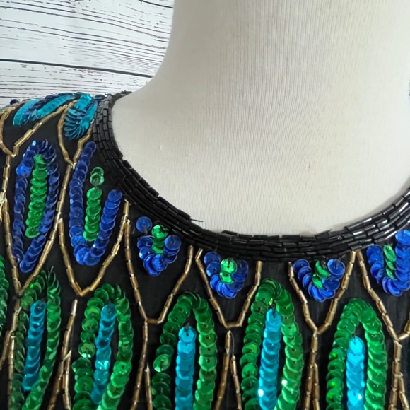 Amazing! Vintage Beaded and Sequin Silk Dress by Jennifer - Picture 14 of 17
